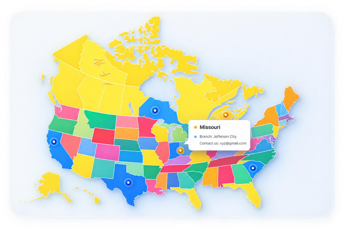 Elite Estimating Solutions coverage map — United States and Canada